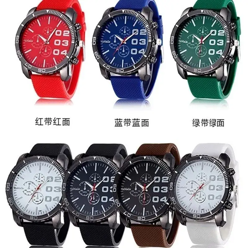 Men's Green Silicone Strap Chronograph Watch