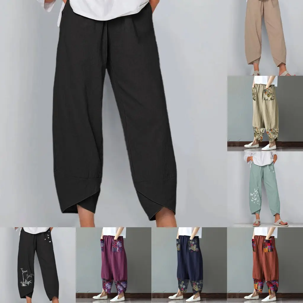 2022 VONDA Pure Color Casual Nine-Point Overalls — feature 12