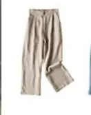 Women's Beige Wide Leg Linen Pants Summer Casual - Image 11