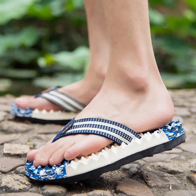 2026 Blue Beaded Massage Flip-Flops for Men - Image 6