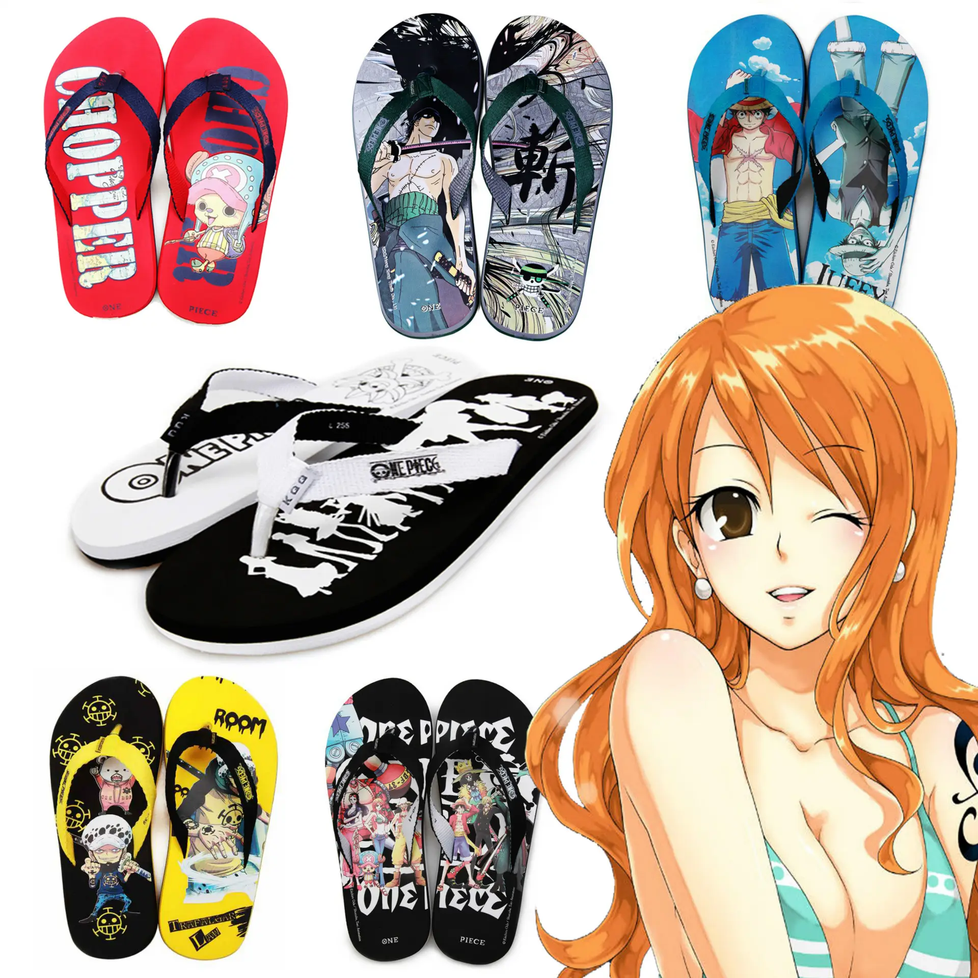 Straw State Cartoon Flip Flops Men Red Casual Beach Wear