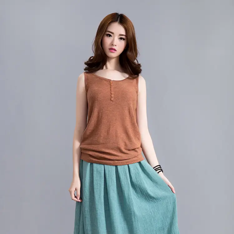 Women's Brown Knitted Camisole Large