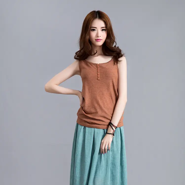 Women's Brown Knitted Camisole Large