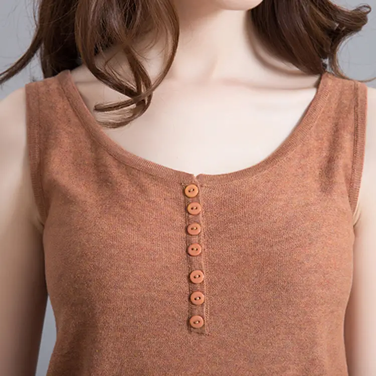 Women's Brown Knitted Camisole Large