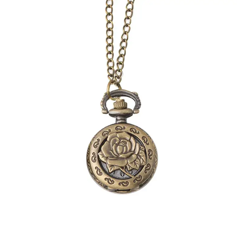 Vintage Rose Pocket Watch Necklace for Women — feature 1