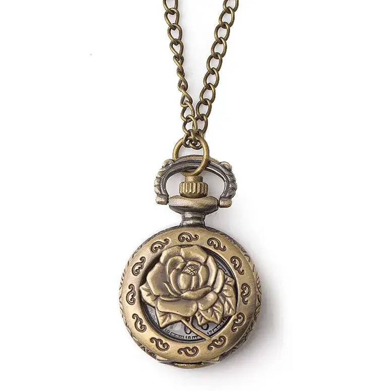 Vintage Rose Pocket Watch Necklace for Women — feature 2