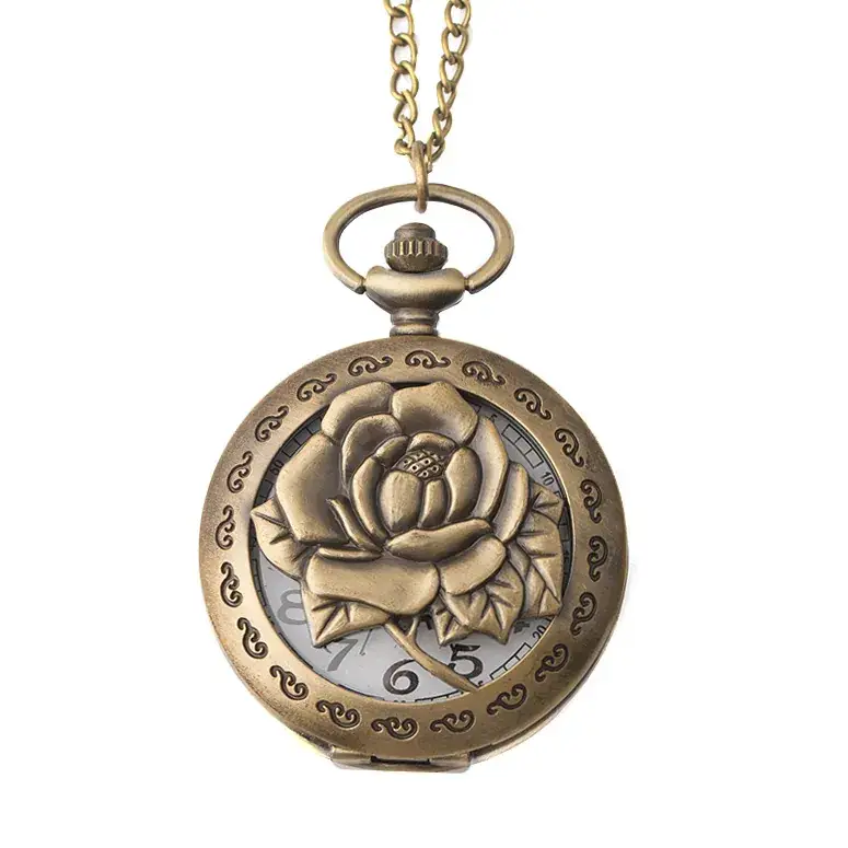 Vintage Rose Pocket Watch Necklace for Women — feature 3