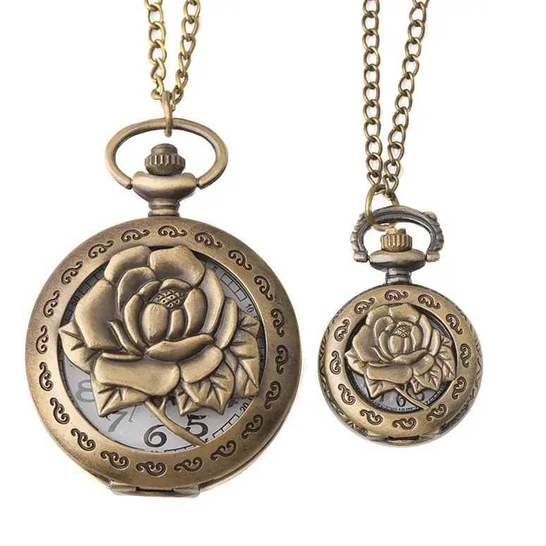 Vintage Rose Pocket Watch Necklace for Women — feature 5