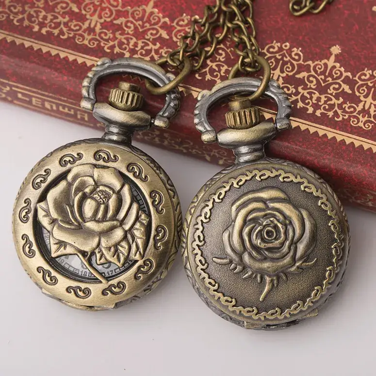 Vintage Rose Pocket Watch Necklace for Women — feature 6