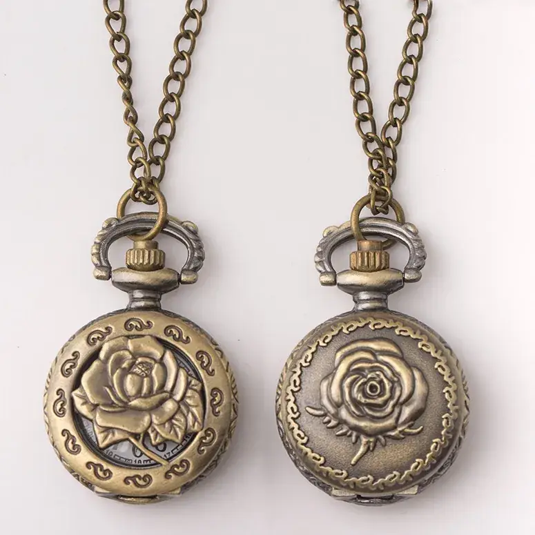 Vintage Rose Pocket Watch Necklace for Women — feature 7