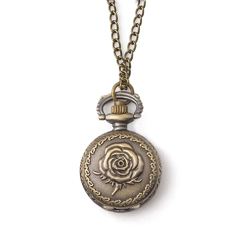 Vintage Rose Pocket Watch Necklace for Women - Image 3