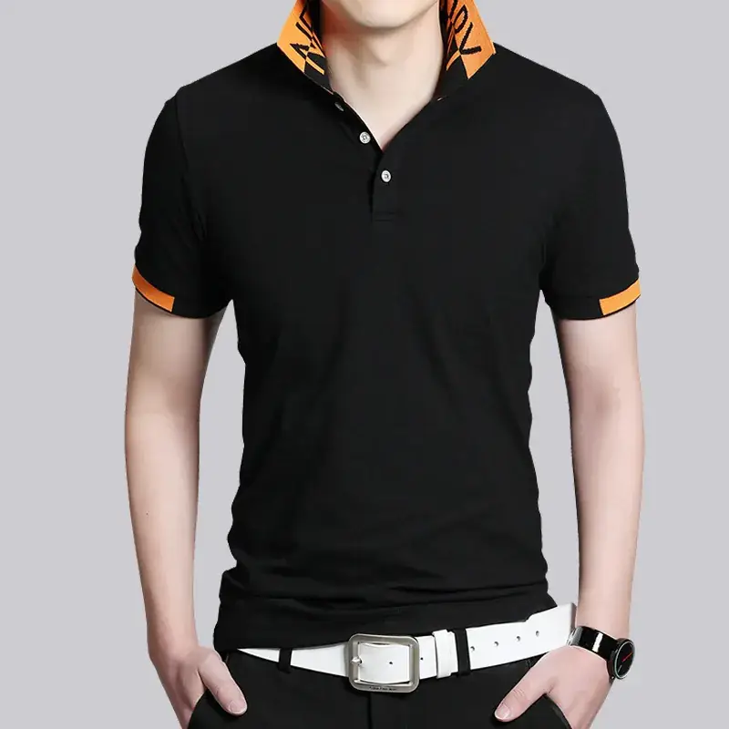 Men Grey Polo T-Shirt with Black Trim Large Size