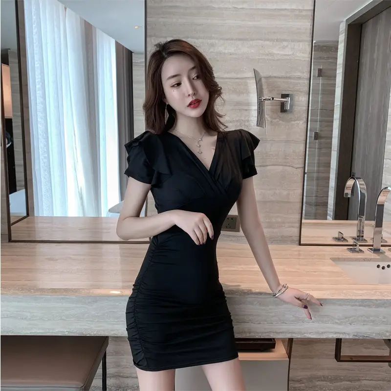 Black Slim Fit Bodycon Dress for Women 2026 Summer - Image 3