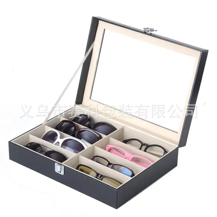 8-Piece Sunglasses Storage Box with Mirror