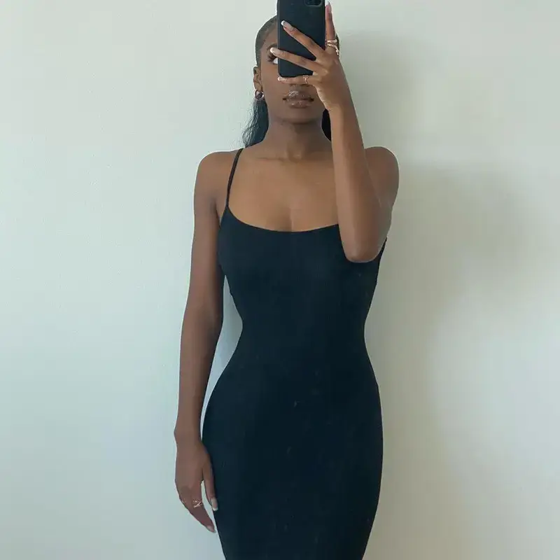 Black Slim Fit Kardashian Skims Dress Casual Strap Home Jumpsuit - Image 6
