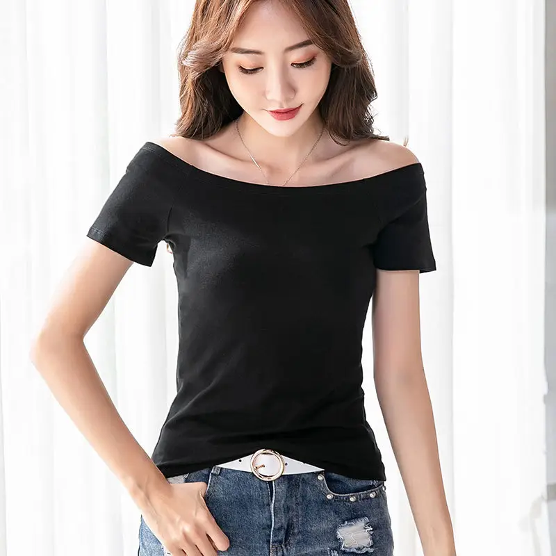 Purple Cotton Off-Shoulder T-Shirt for Women - Image 10