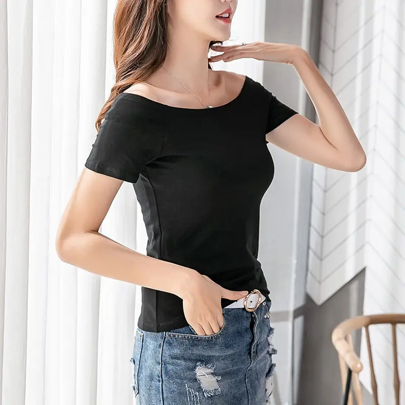 Purple Cotton Off-Shoulder T-Shirt for Women - Image 11