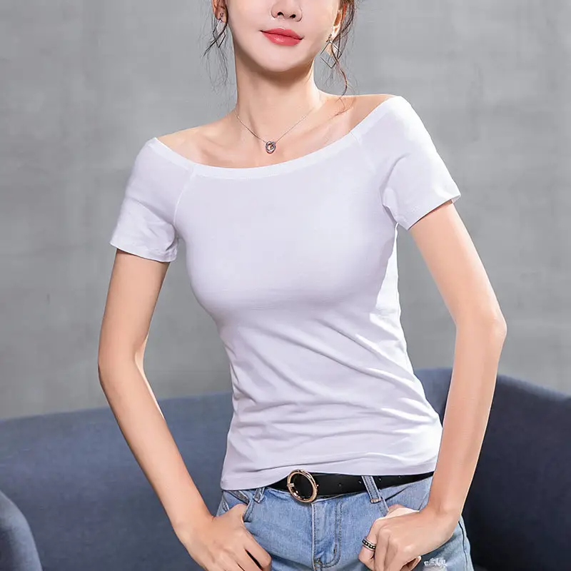 Purple Cotton Off-Shoulder T-Shirt for Women - Image 12