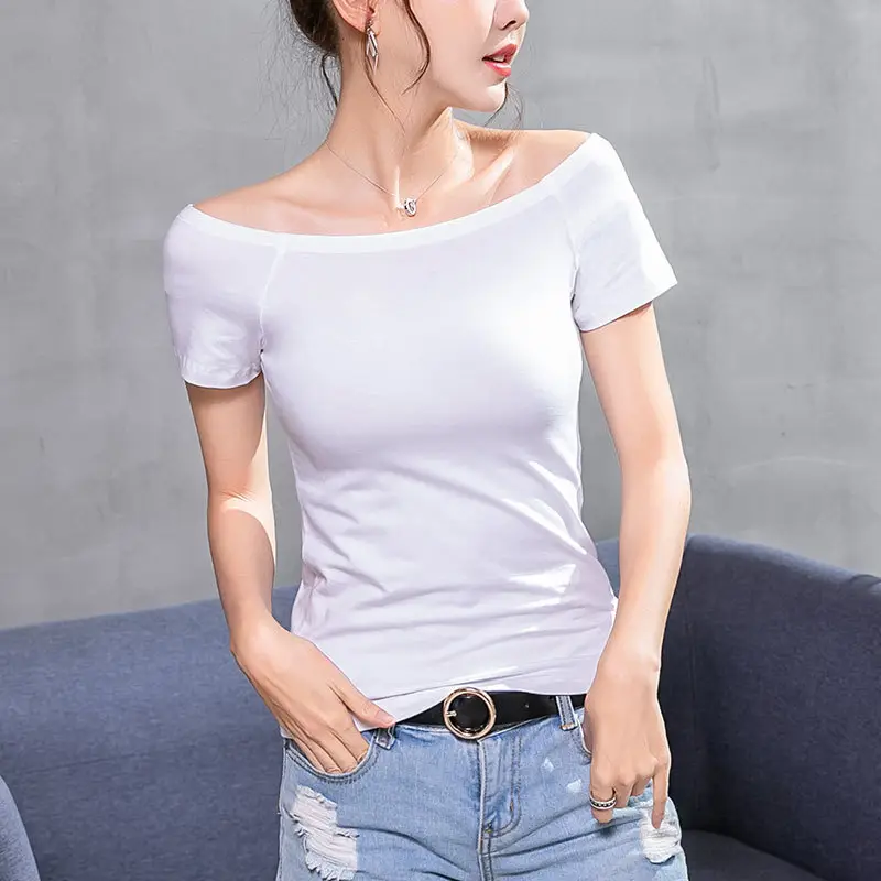 Purple Cotton Off-Shoulder T-Shirt for Women - Image 13
