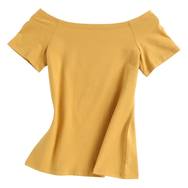 Purple Cotton Off-Shoulder T-Shirt for Women