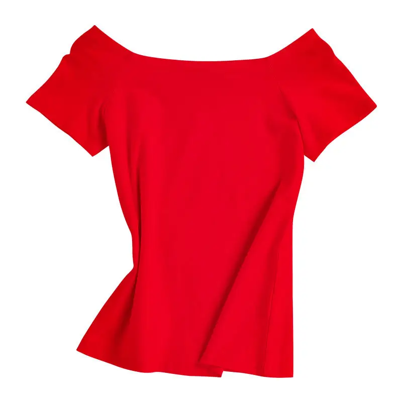 Purple Cotton Off-Shoulder T-Shirt for Women - Image 7
