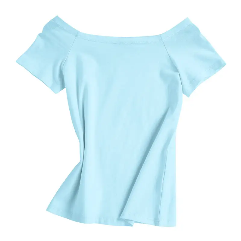 Purple Cotton Off-Shoulder T-Shirt for Women - Image 9
