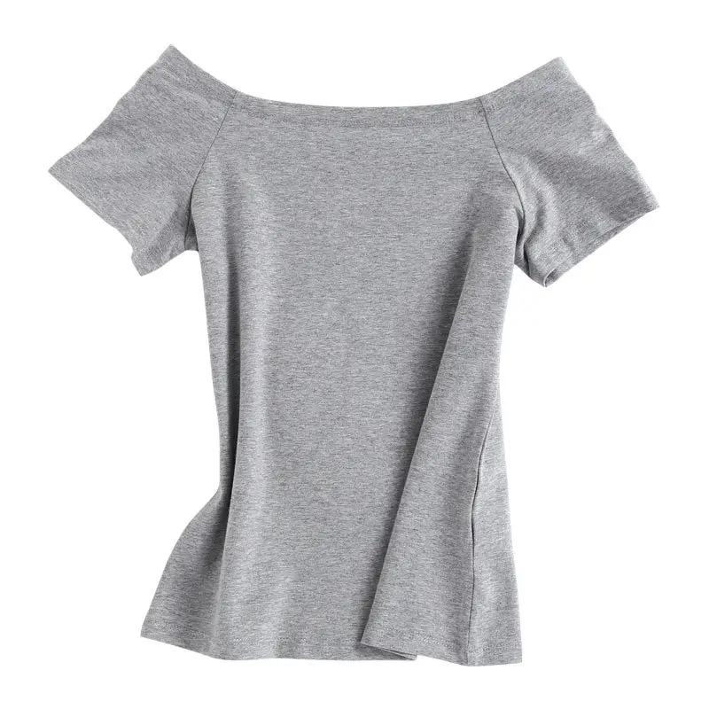 Purple Cotton Off-Shoulder T-Shirt for Women - Image 2