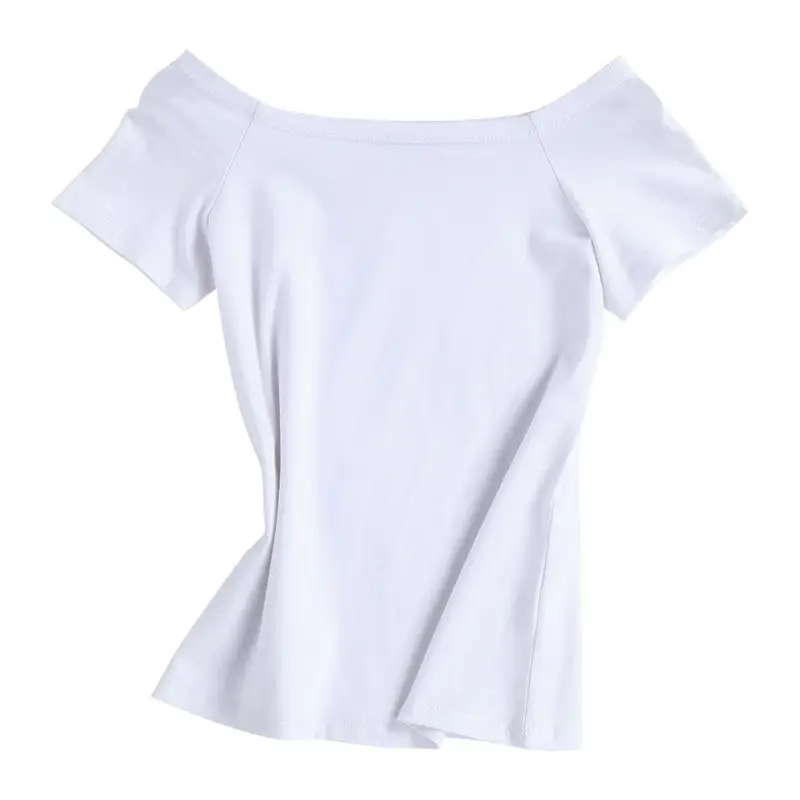 Purple Cotton Off-Shoulder T-Shirt for Women - Image 3