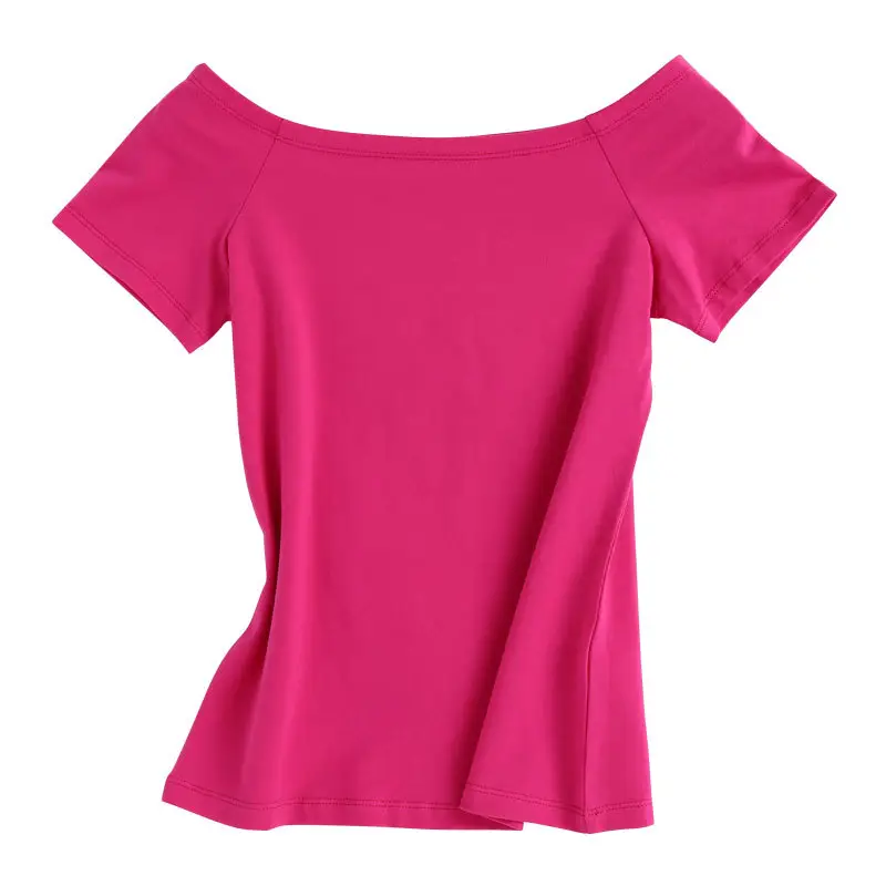 Purple Cotton Off-Shoulder T-Shirt for Women - Image 5