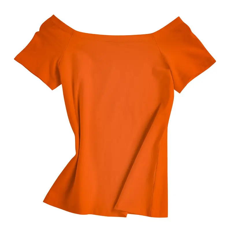 Purple Cotton Off-Shoulder T-Shirt for Women - Image 6