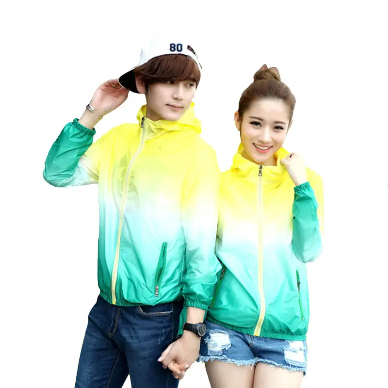 Women's Gradient Printed Hooded Windbreaker Sunscreen Coat - Image 12