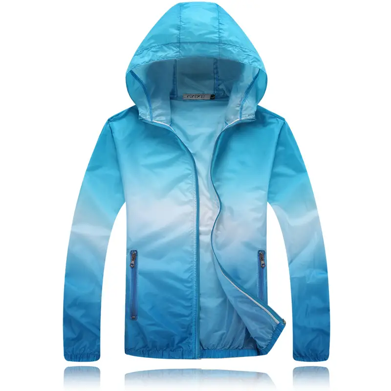 Women's Gradient Printed Hooded Windbreaker Sunscreen Coat - Image 4