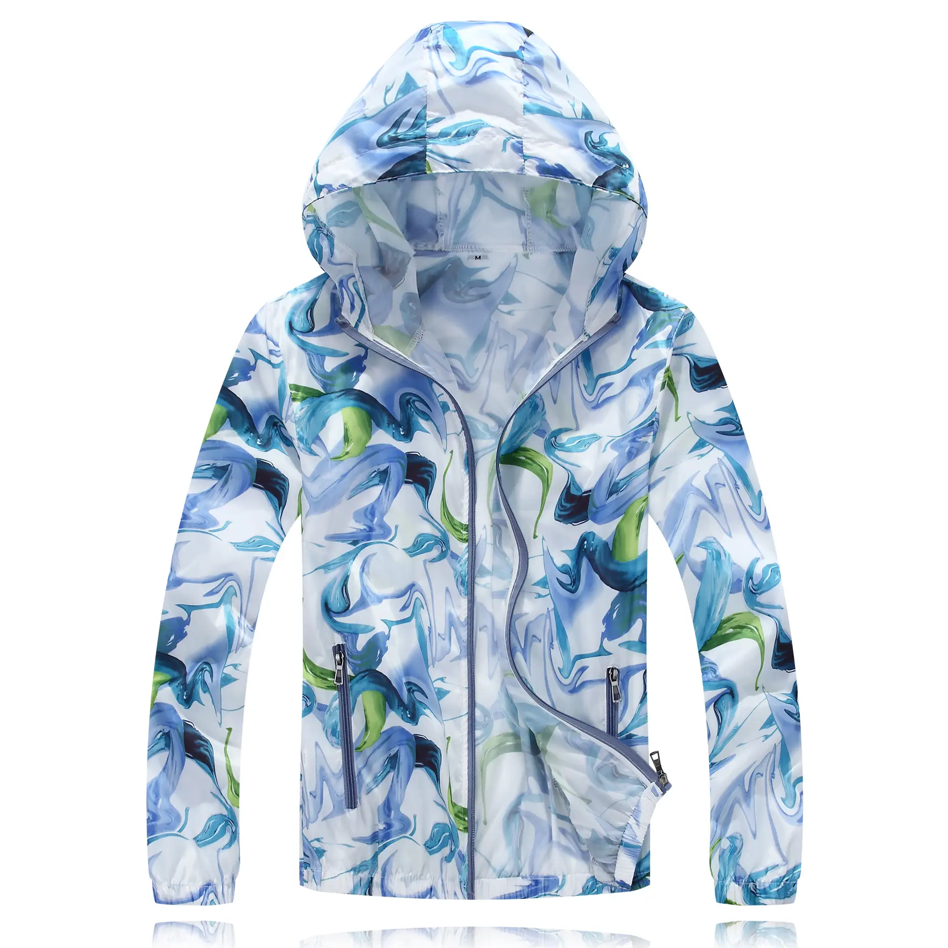 Women's Gradient Printed Hooded Windbreaker Sunscreen Coat - Image 5