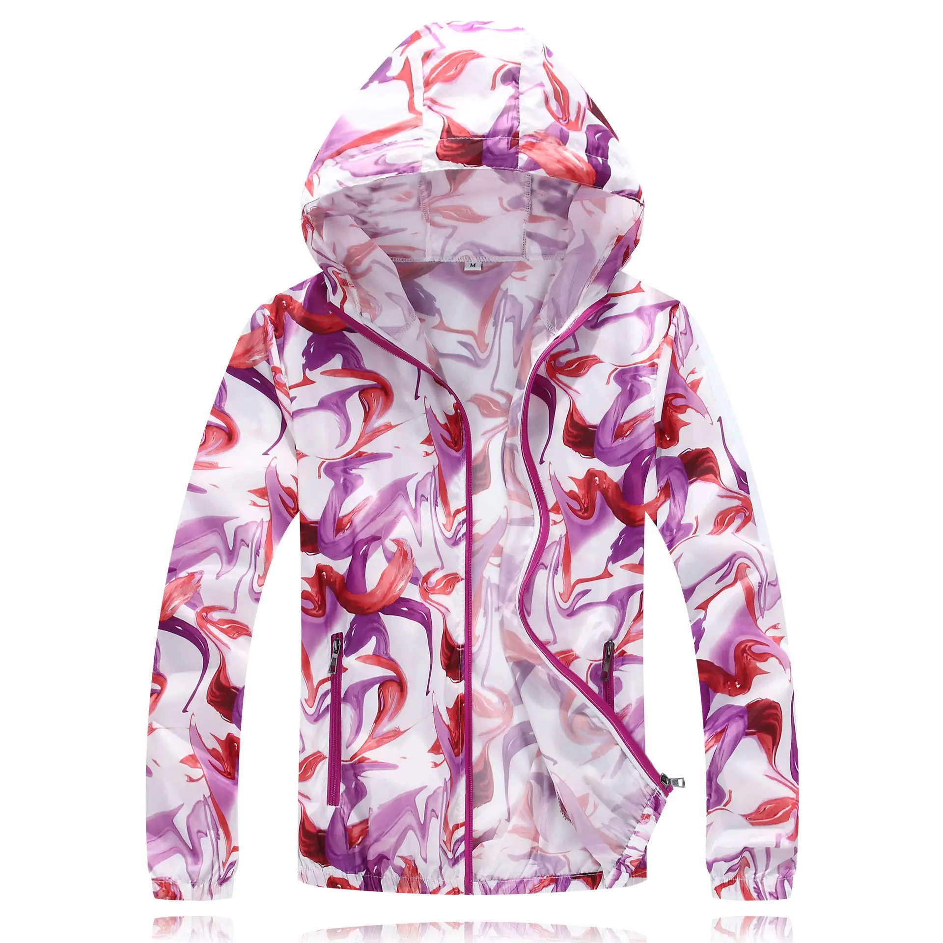 Women's Gradient Printed Hooded Windbreaker Sunscreen Coat - Image 7
