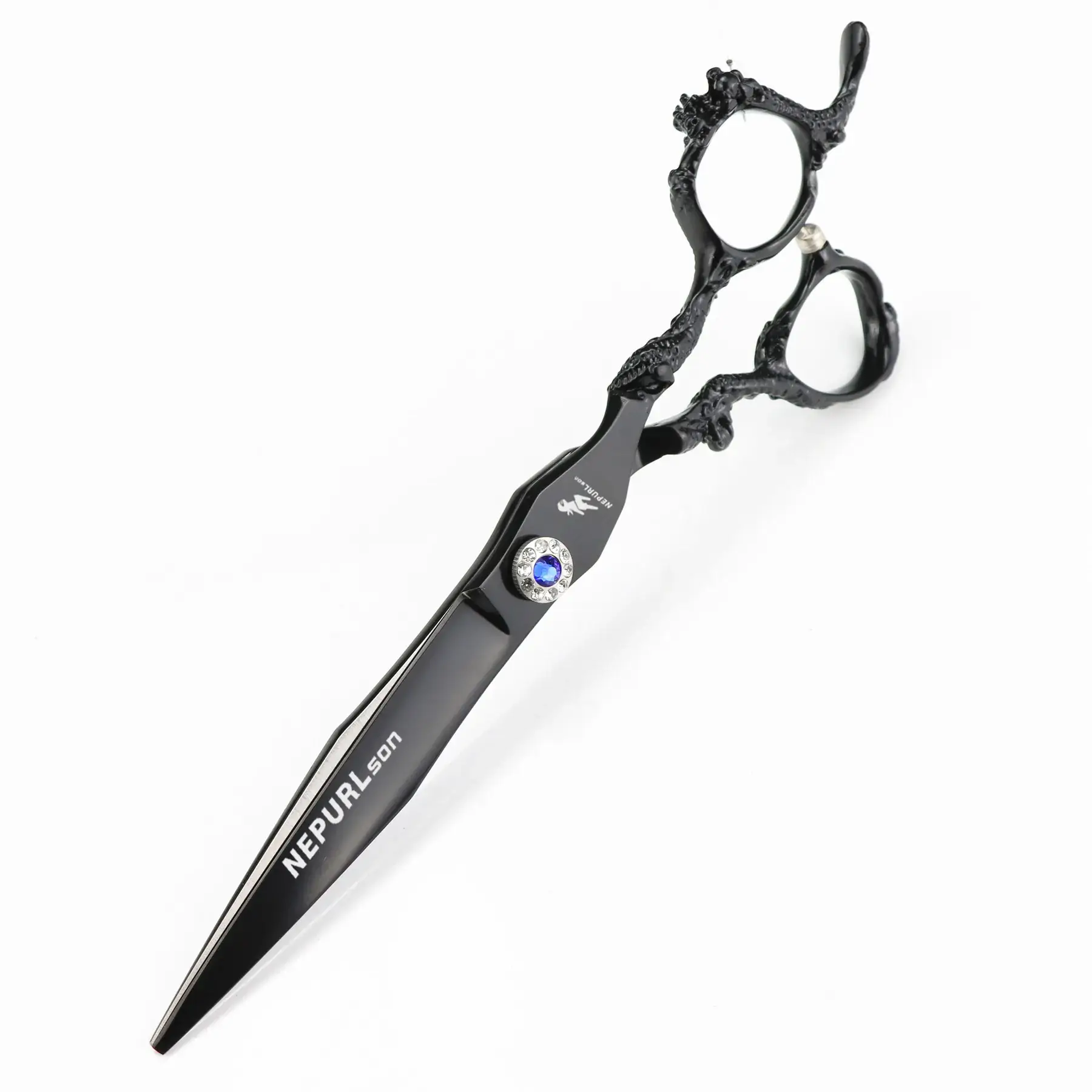 7.0 Inch Black Paint Dragon Handle High-End Hairdressing Scissors