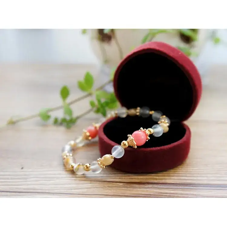 Elegant Korean Style Gold Crystal Pink Shell Bracelet