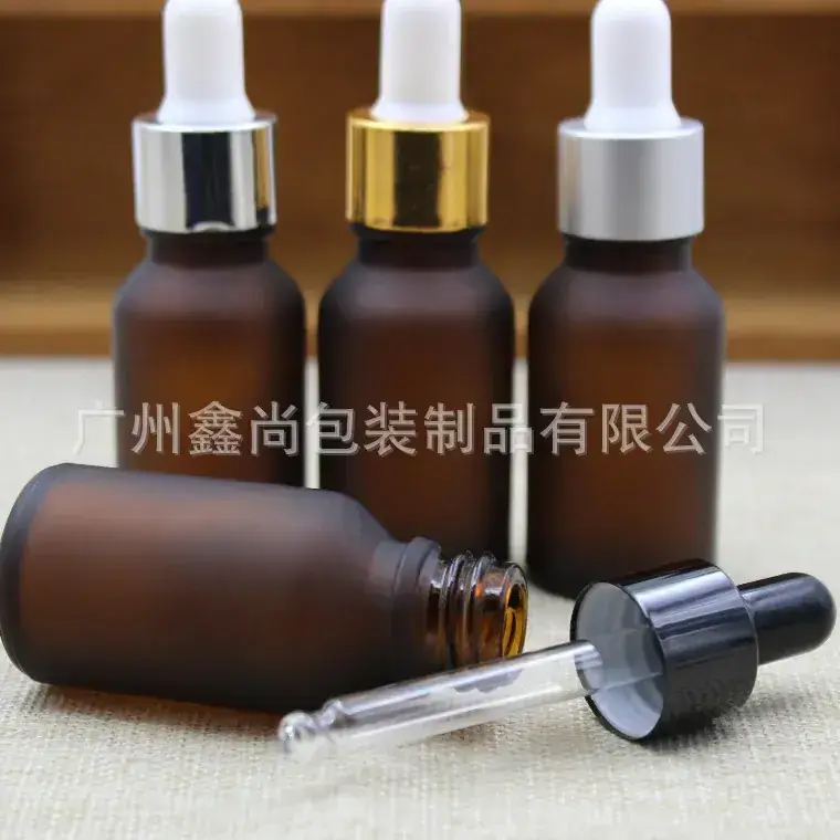 Frosted Brown Essential Oil Bottle 15ml Dropper - Image 2