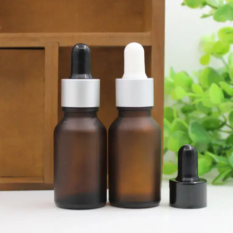 Frosted Brown Essential Oil Bottle 15ml Dropper - Image 4