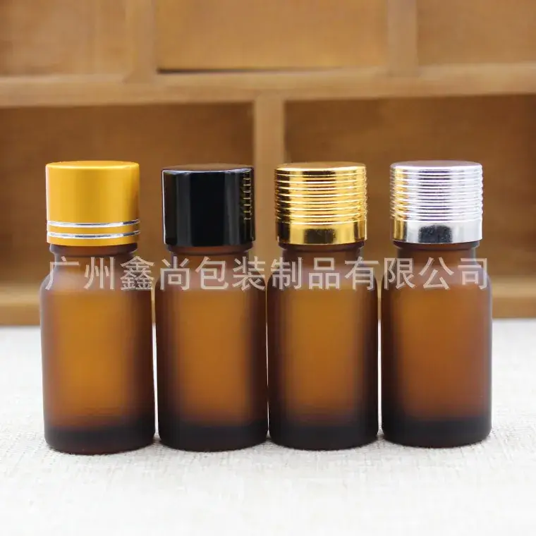10ml Brown Frosted Glass Essential Oil Bottle with Electrochemical Cover - Image 2