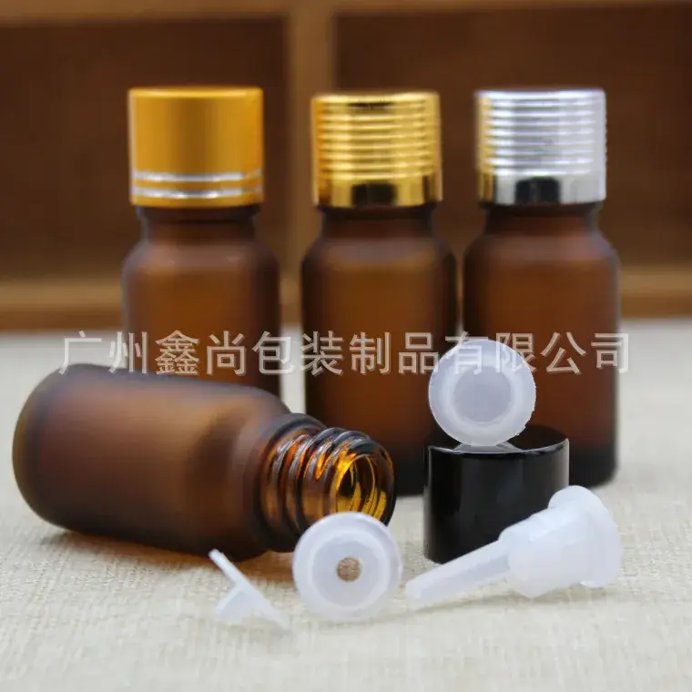 10ml Brown Frosted Glass Essential Oil Bottle with Electrochemical Cover - Image 3