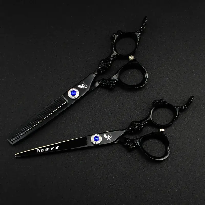 6.0 Inch Black Paint Dragon Handle Hairdressing Scissors - Image 2
