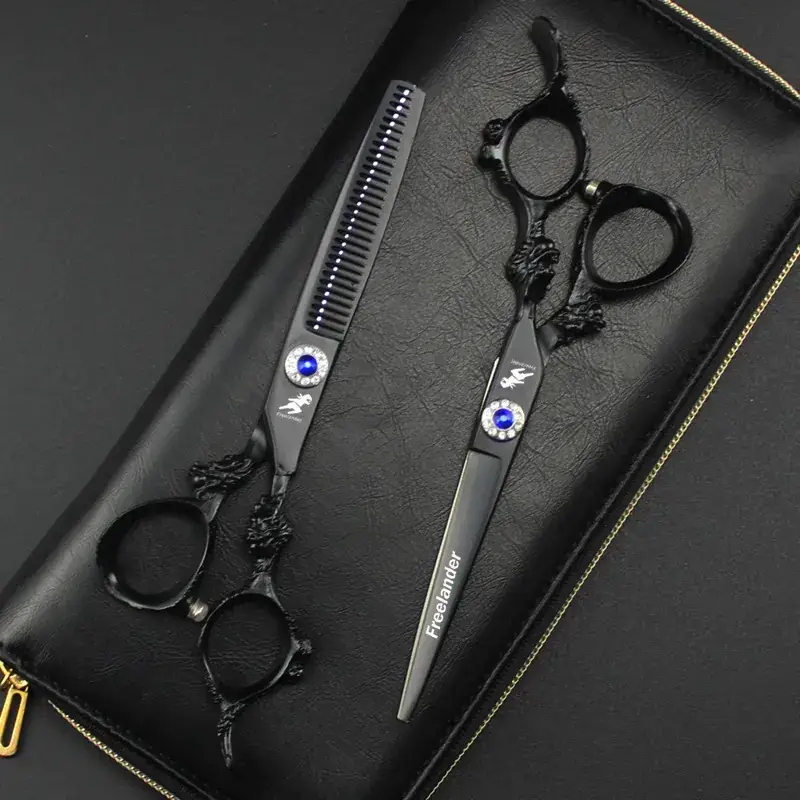 6.0 Inch Black Paint Dragon Handle Hairdressing Scissors - Image 3