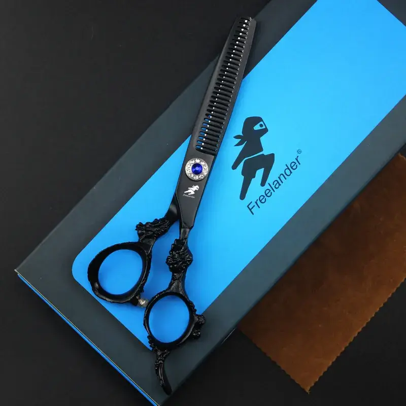 6.0 Inch Black Paint Dragon Handle Hairdressing Scissors - Image 4