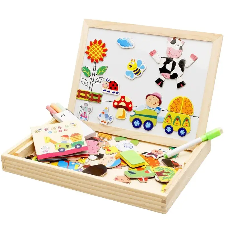 Magnetic Wooden Animal Puzzle Board for Kids