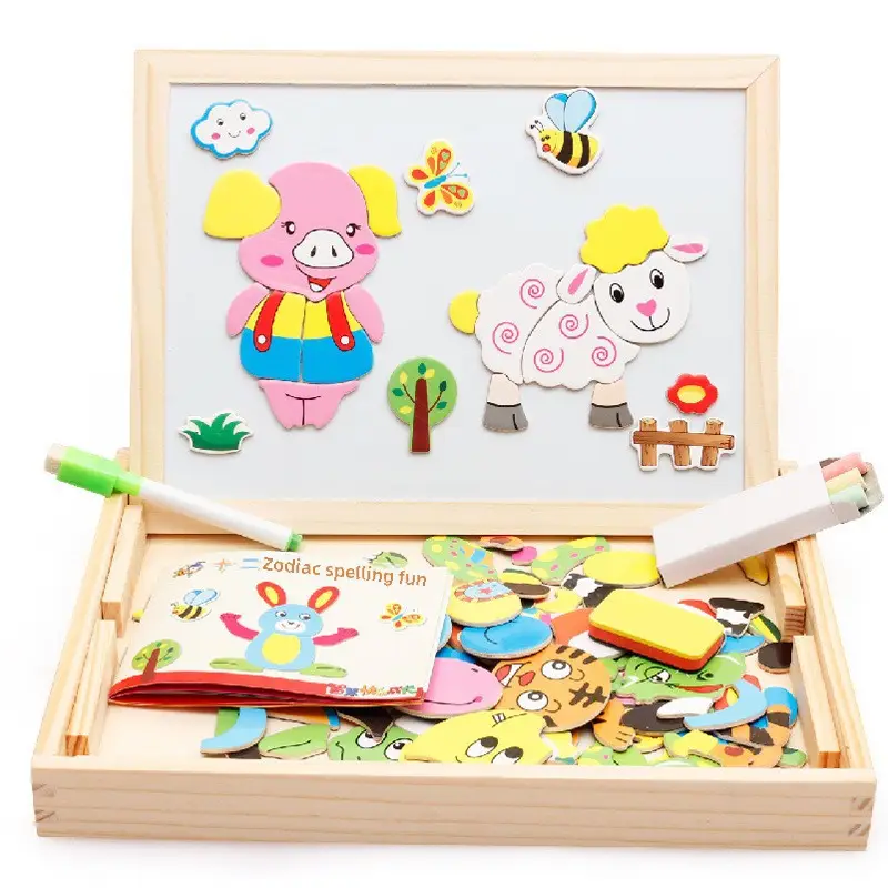 Magnetic Wooden Animal Puzzle Board for Kids - Image 3