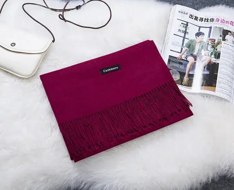 Red Cashmere Fringed Shawl for Men Winter Warm - Image 19