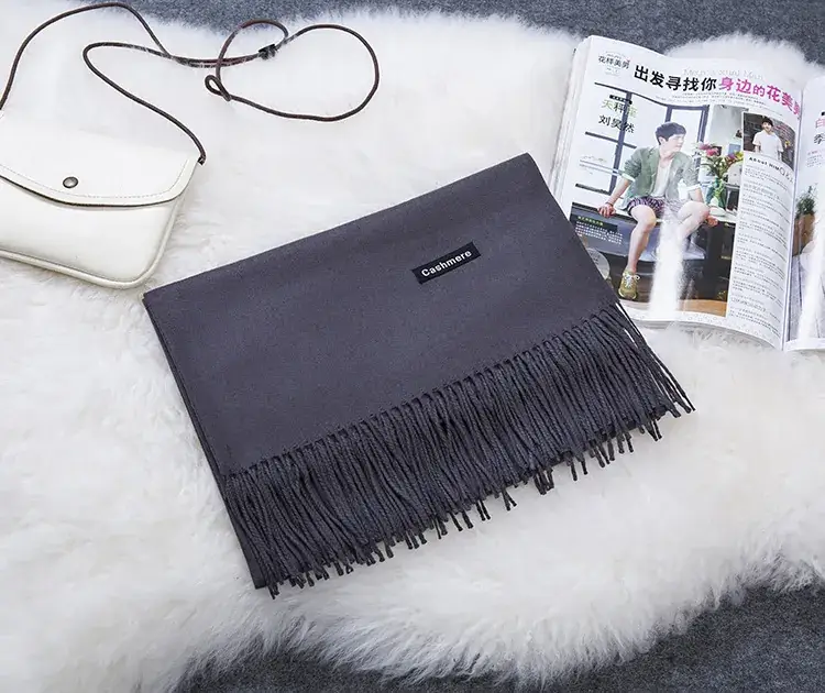 Red Cashmere Fringed Shawl for Men Winter Warm - Image 7