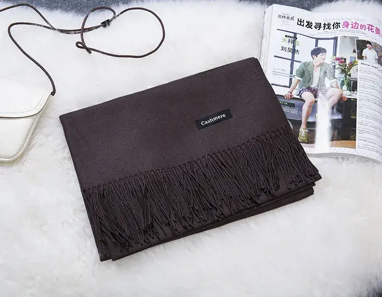 Red Cashmere Fringed Shawl for Men Winter Warm - Image 12
