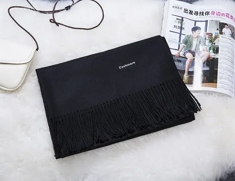 Red Cashmere Fringed Shawl for Men Winter Warm - Image 2