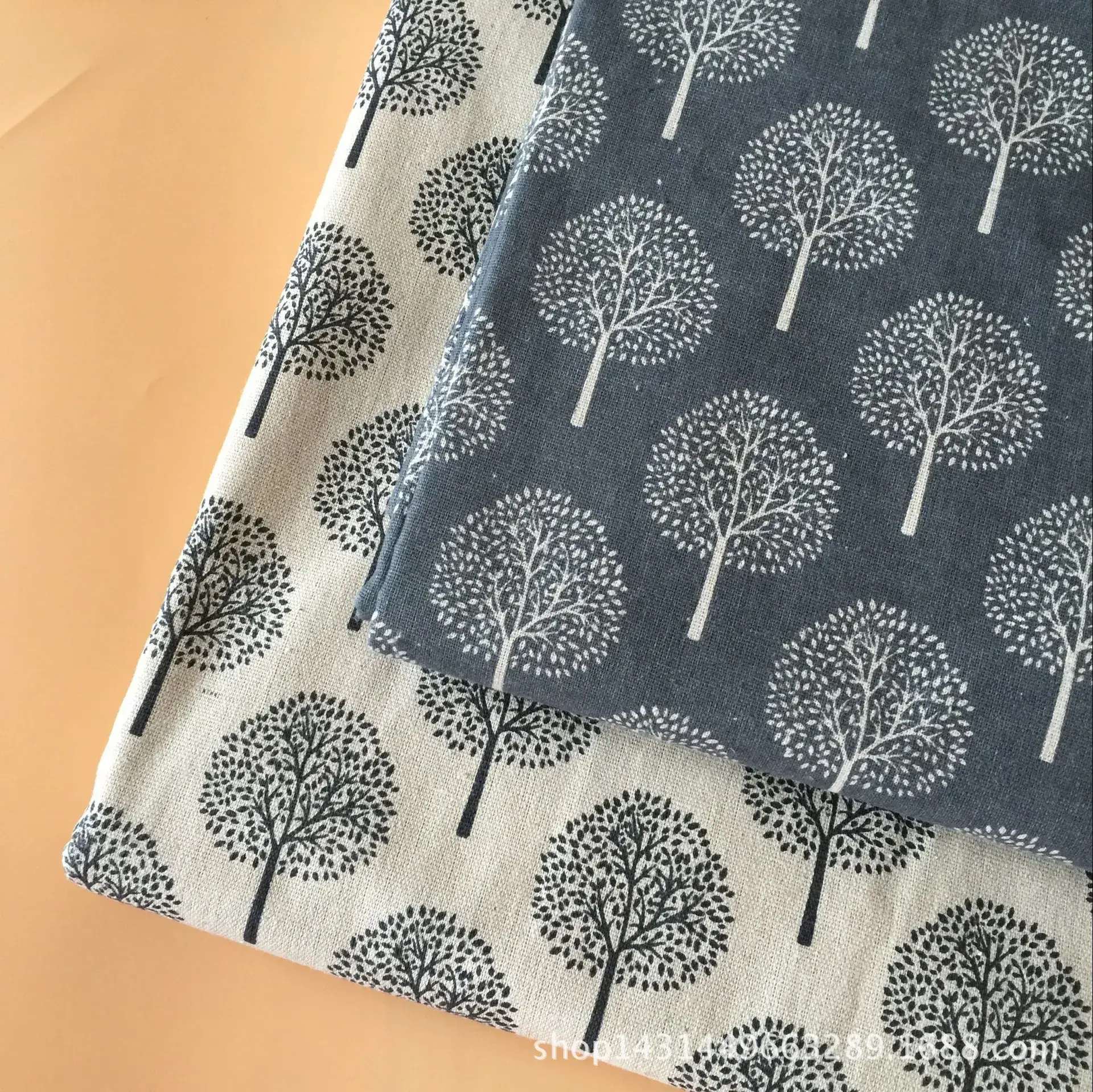 Linen Cloth with Fortune Tree Print for Craft Lining - Image 4